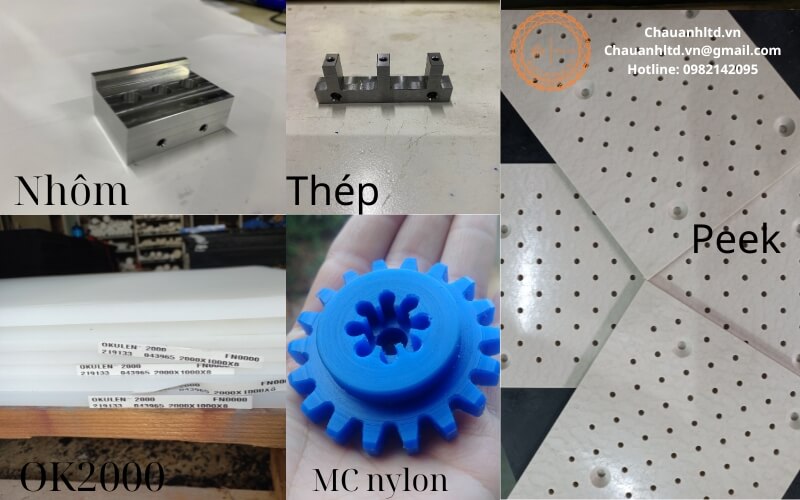 Chọn vật liệu gia công CNC như nhôm, thép, nhựa kỹ thuật để đảm bảo độ bền và hiệu suất sản xuất