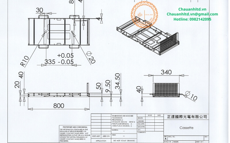 Bản vẽ kỹ thuật đầy đủ kích thước và dung sai dùng trong gia công cơ khí chính xác